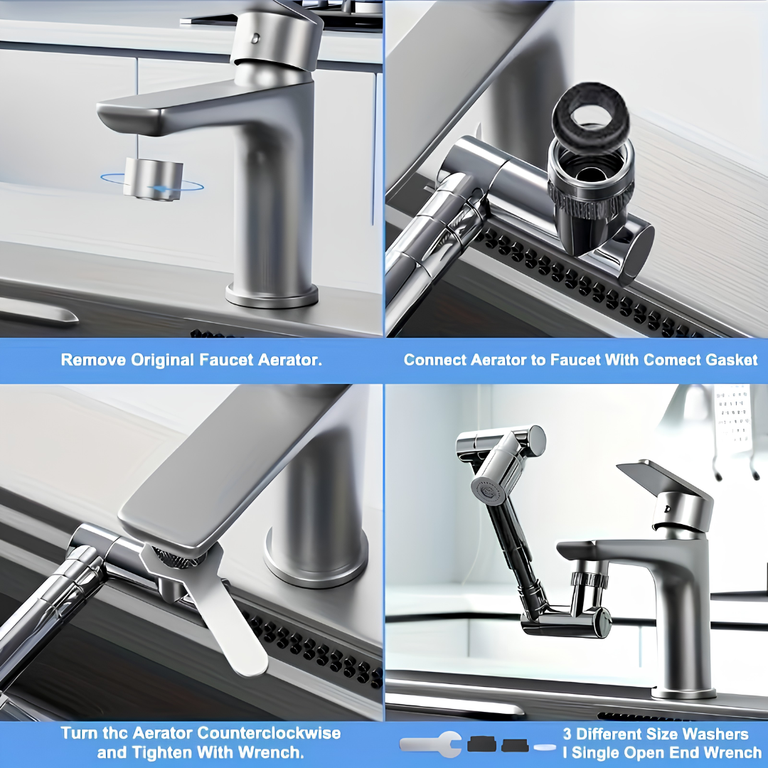 Rotating Faucet/Tap Extender | Stainless Steel | 360° rotation